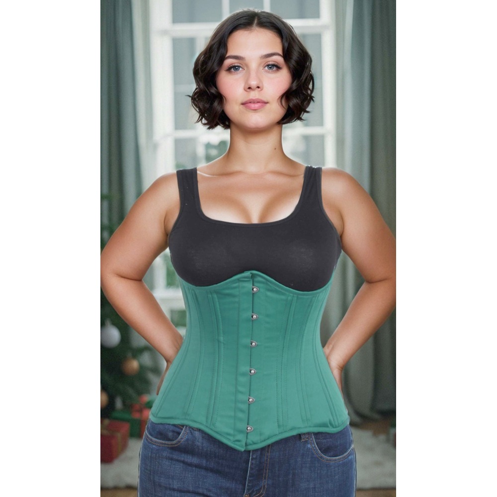 Attitude Corsets - Long Taffeta Underbust corset - Green